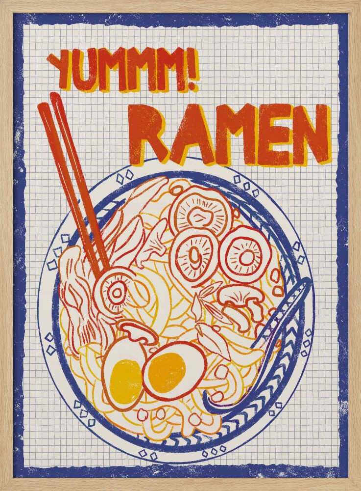 Yummy Ramen Bowl Art Print UK — Japanese Vibrant Wall Art — Kitchen — Wall It All Prints