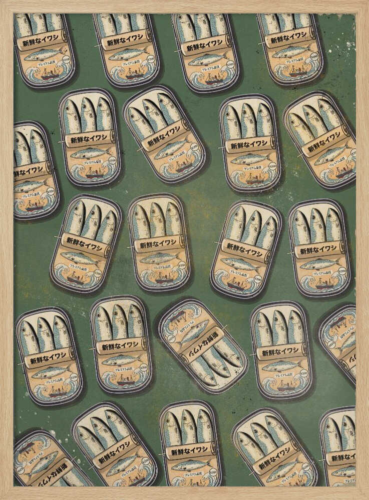 Vintage Sardine Can Pattern Art Print UK — Japanese Fresh Wall Art — Kitchen — Wall It All Prints