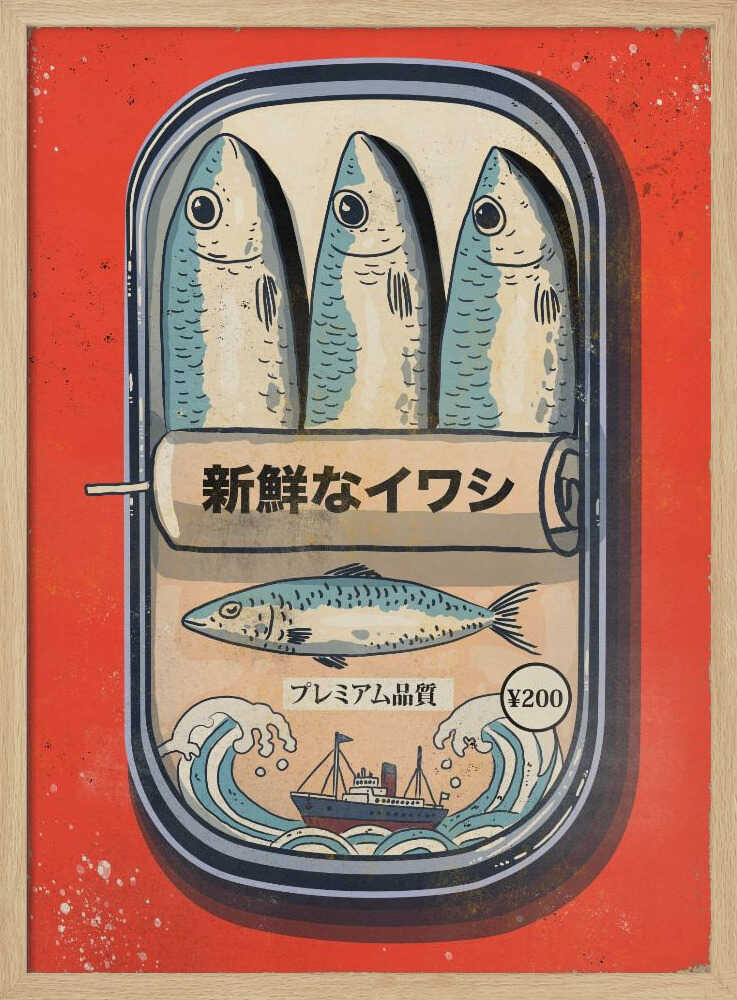 Vintage Japanese Sardines Art Print UK — Japanese Vibrant Wall Art — Kitchen — Wall It All Prints