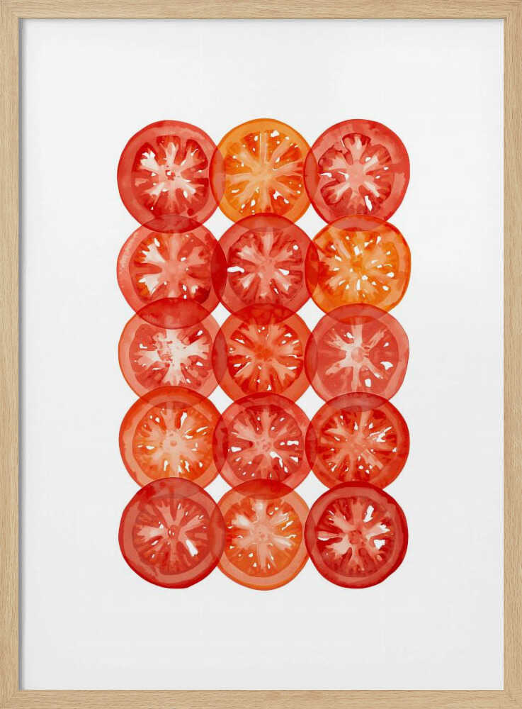 Fresh Tomato Slices Art Print UK — Botanical Vibrant Wall Art — Kitchen — Wall It All Prints