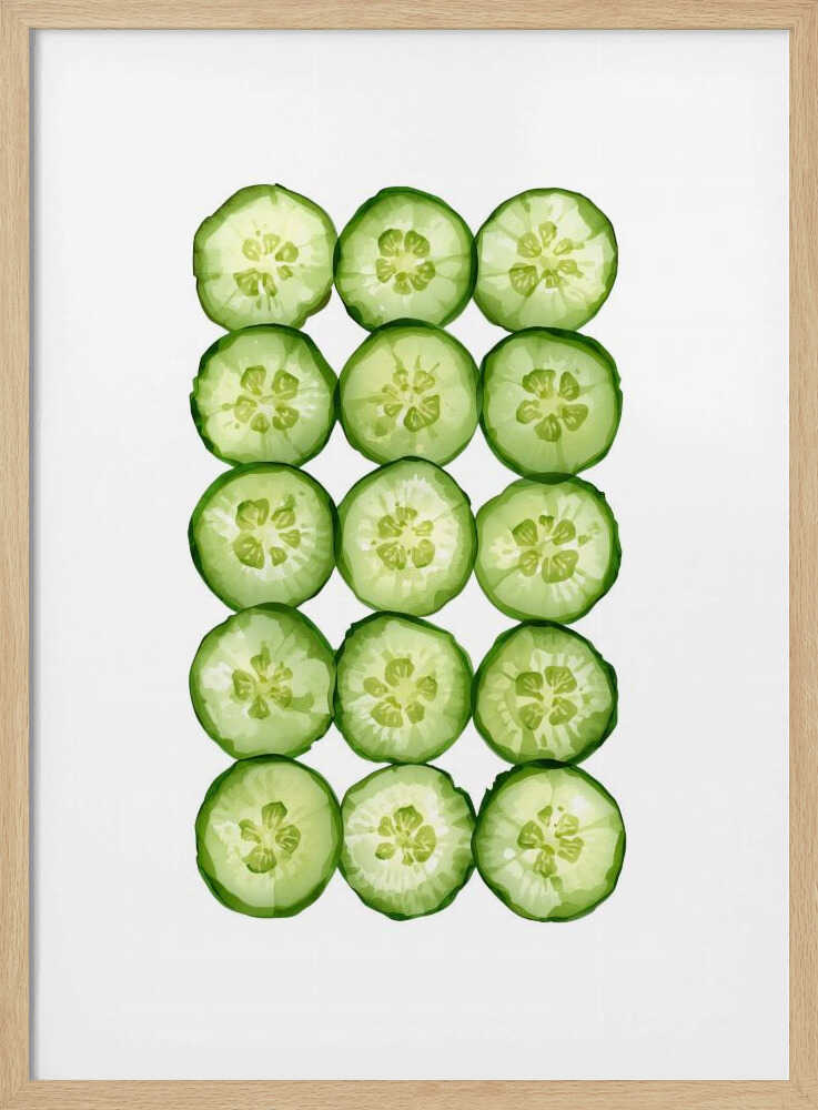 Fresh Cucumber Slices Art Print UK — Food Vibrant Wall Art — Kitchen — Wall It All Prints