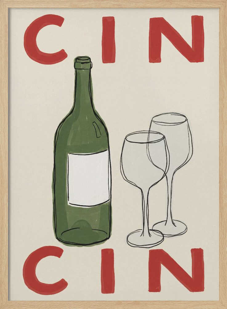 Cin Cin Wine Toast Art Print UK — Abstract Minimal Wall Art — Kitchen — Wall It All Prints