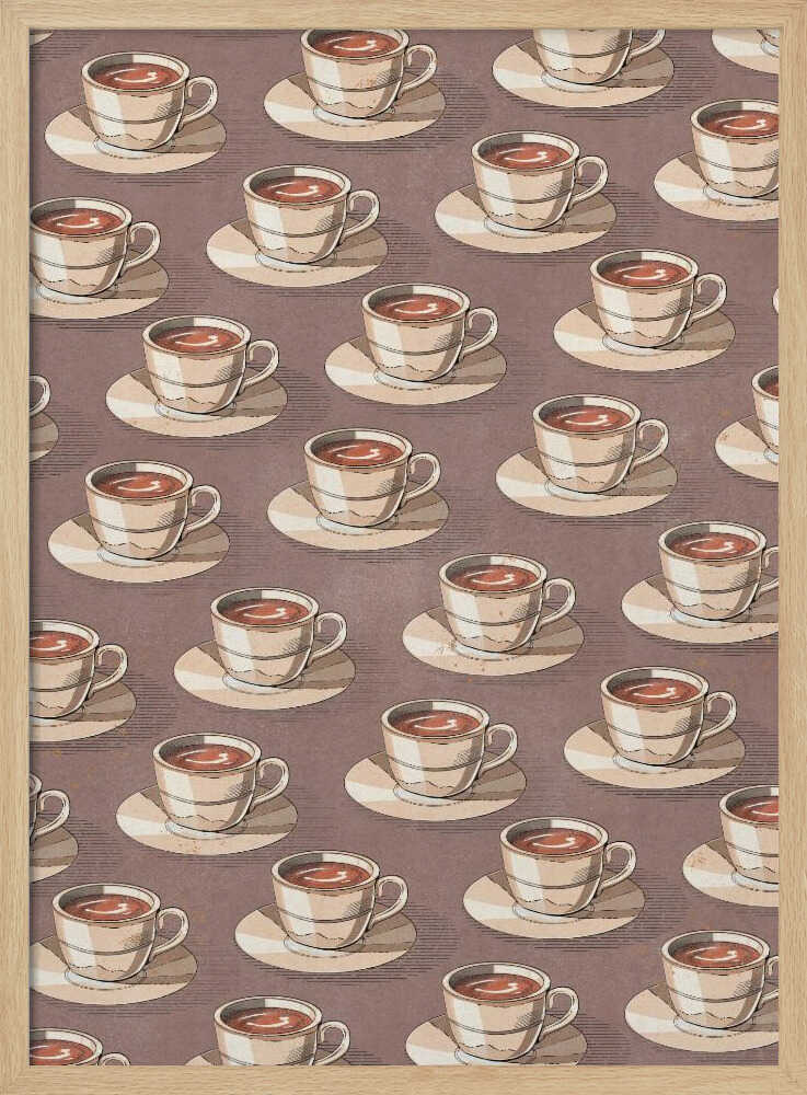 Coffee Cup Pattern Art Print UK — Vintage Warm Wall Art — Kitchen — Wall It All Prints