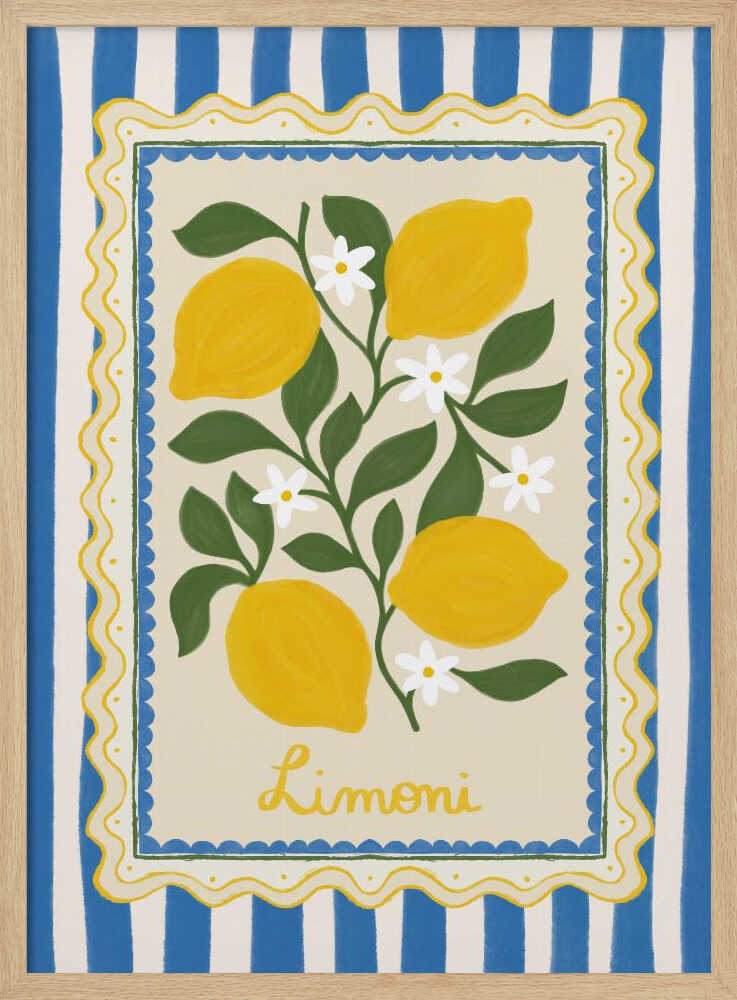 Italian Limoni Stripes Art Print UK — Botanical Vibrant Wall Art — Kitchen — Wall It All Prints