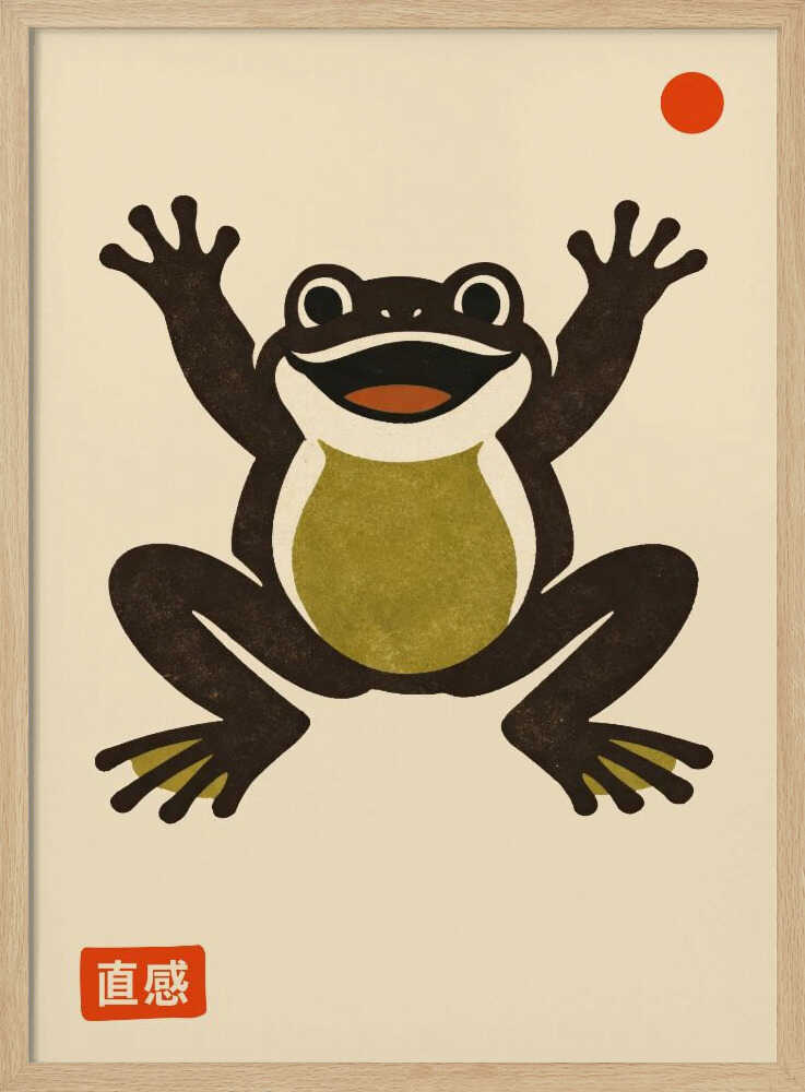 Happy Frog Red Dot Art Print UK — Japanese Minimal Wall Art — Office — Wall It All Prints