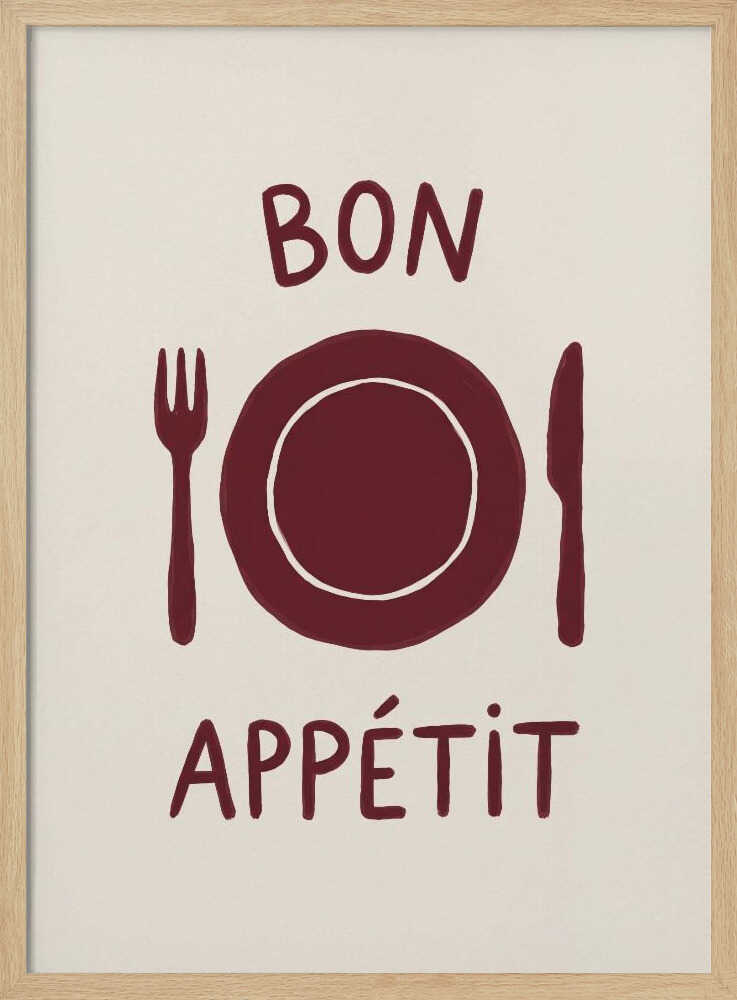 Rustic Bon Appétit Dining Art Print UK — Food Minimal Wall Art — Kitchen — Wall It All Prints