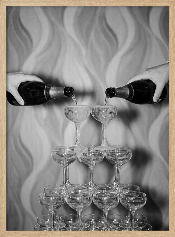 Champagne Celebration Tower Art Print UK — Vintage Dark Wall Art — Kitchen — Wall It All Prints