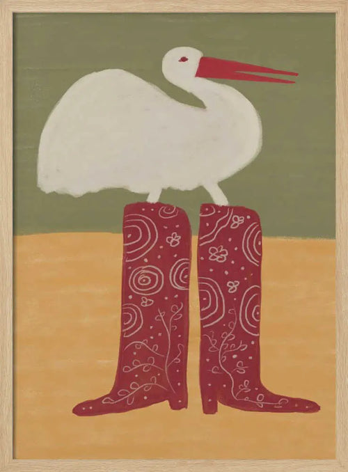 Bird in Red Boots Art Print UK — Abstract Vibrant Wall Art — Nursery — Wall It All Prints