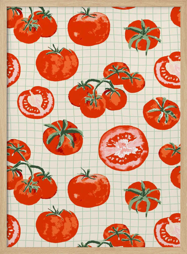 Fresh Tomato Grid Art Print UK — Botanical Vibrant Wall Art — Kitchen — Wall It All Prints