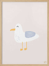 Simple white seagull illustration, bird nursery wall art print.