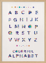 Bold, colourful graphic alphabet letters, alphabet nursery print for early learning.