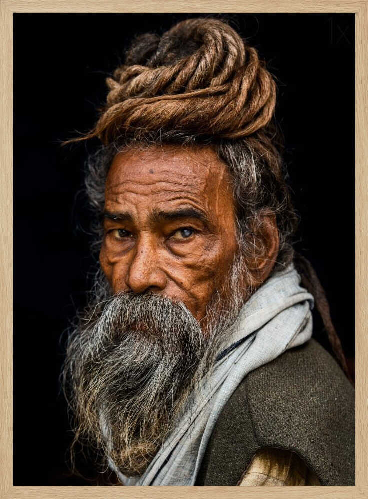 Wise Sadhu Portrait Art Print UK — Dark Moody Dark Wall Art — Living Room — Wall It All Prints