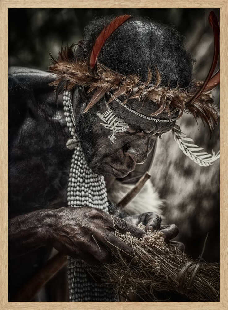 Indigenous Ritual Focus Art Print UK — Dark Moody Dark Wall Art — Living Room — Wall It All Prints