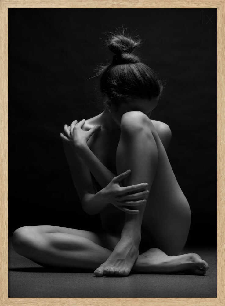 Pensive Female Nude Art Print UK — Dark Moody Calm Wall Art — Bedroom — Wall It All Prints
