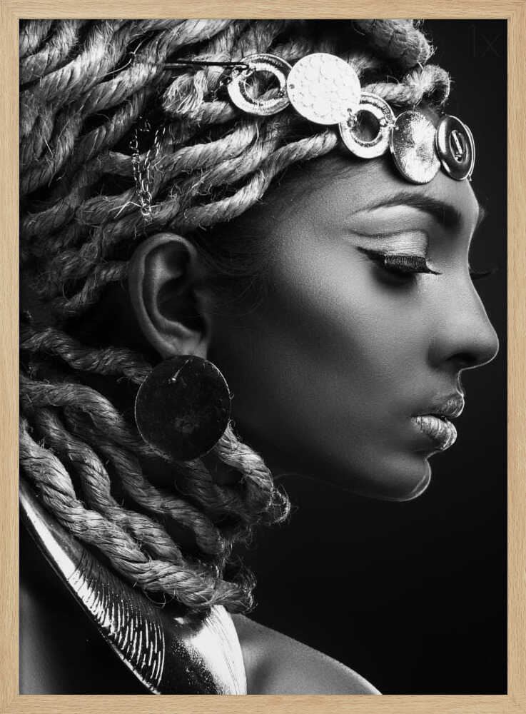 Braided Hair Portrait Art Print UK — Dark Moody Dark Wall Art — Living Room — Wall It All Prints
