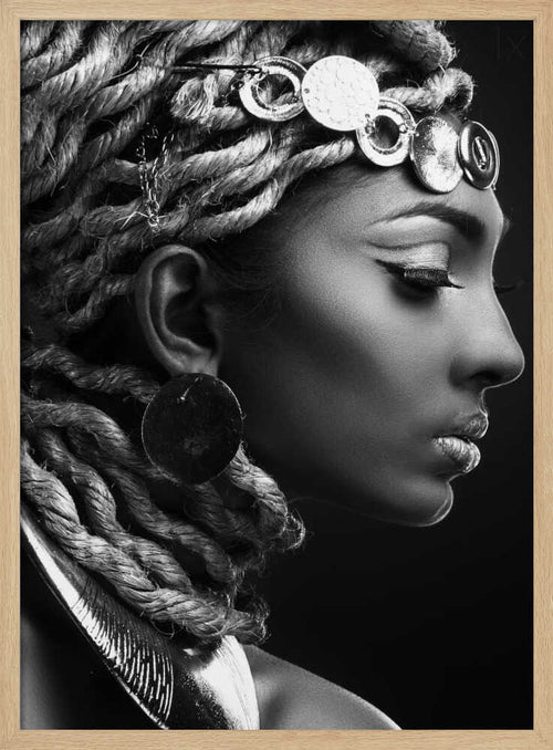 Braided Hair Portrait Art Print UK — Dark Moody Dark Wall Art — Living Room — Wall It All Prints