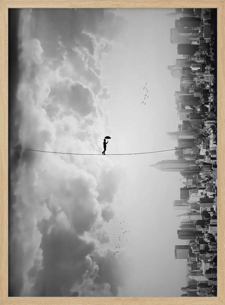 Tightrope Walk Between Worlds Art Print UK — Abstract Dark Wall Art — Living Room — Wall It All Prints
