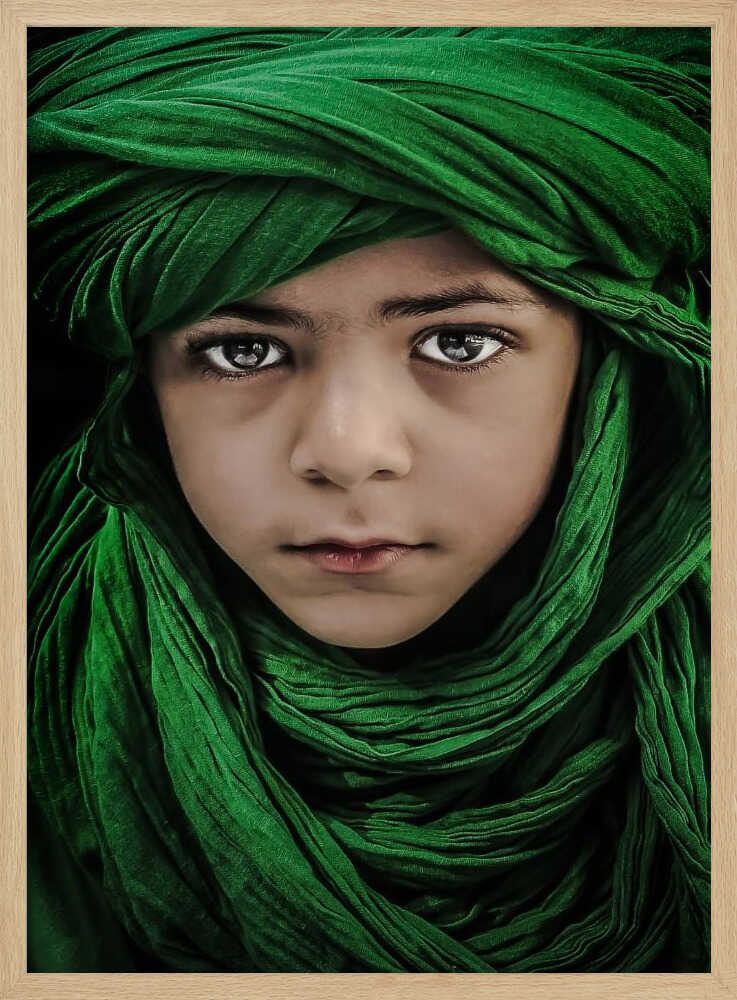 Boy In Green Turban Art Print UK — Dark Moody Vibrant Wall Art — Living Room — Wall It All Prints