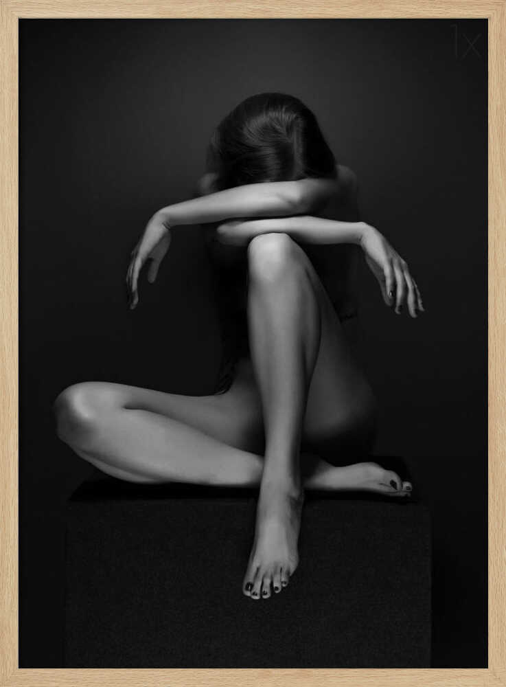 Contemplative Nude Figure Art Print UK — Dark Moody Dark Wall Art — Living Room — Wall It All Prints