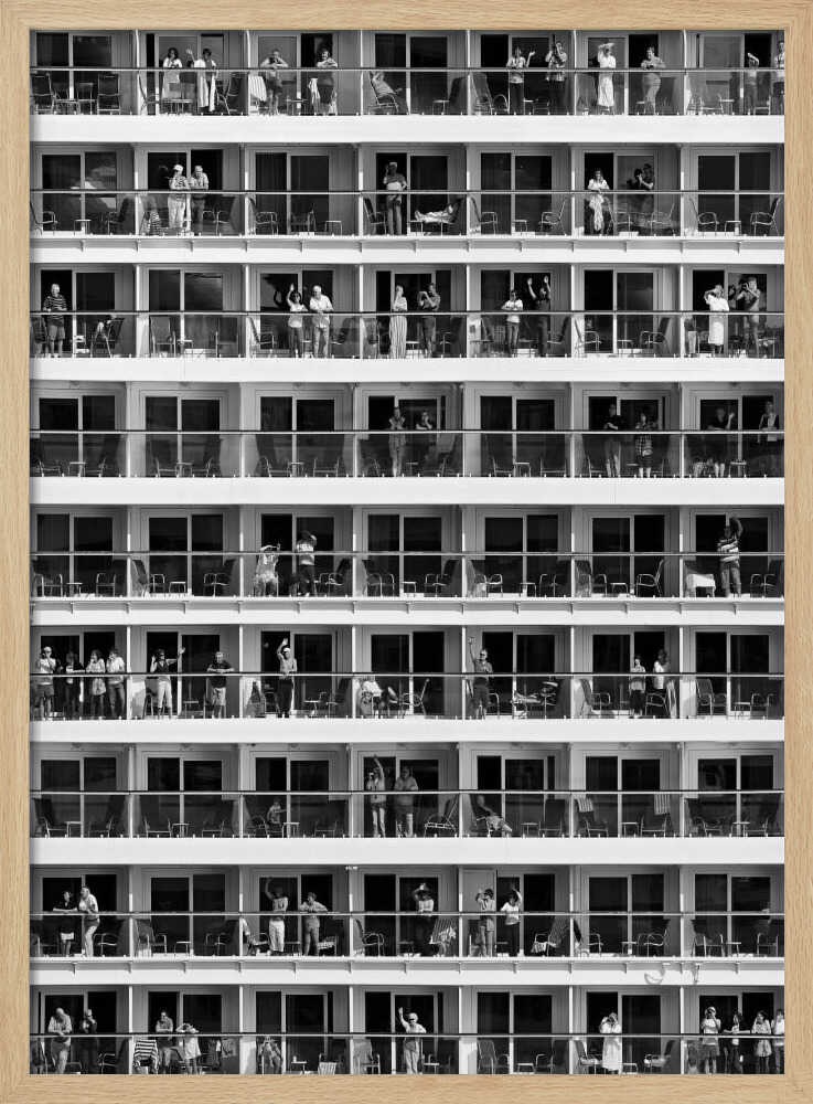 Ship Balconies Waving Crowd Art Print UK — Abstract Dark Wall Art — Living Room — Wall It All Prints