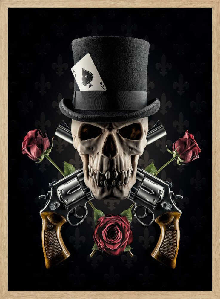 Elegant Gunslinger Skull Art Print UK — Botanical Dark Wall Art — Bathroom — Wall It All Prints