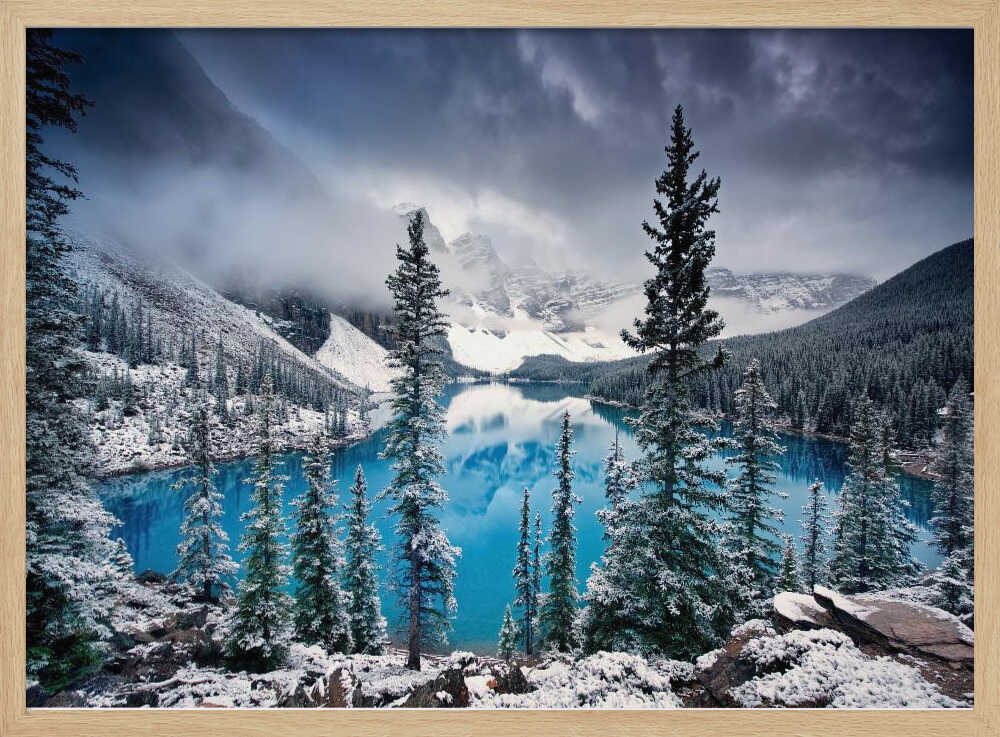 Blue Winter Mountains Art Print UK — Dark Moody Calm Wall Art — Living Room — Wall It All Prints