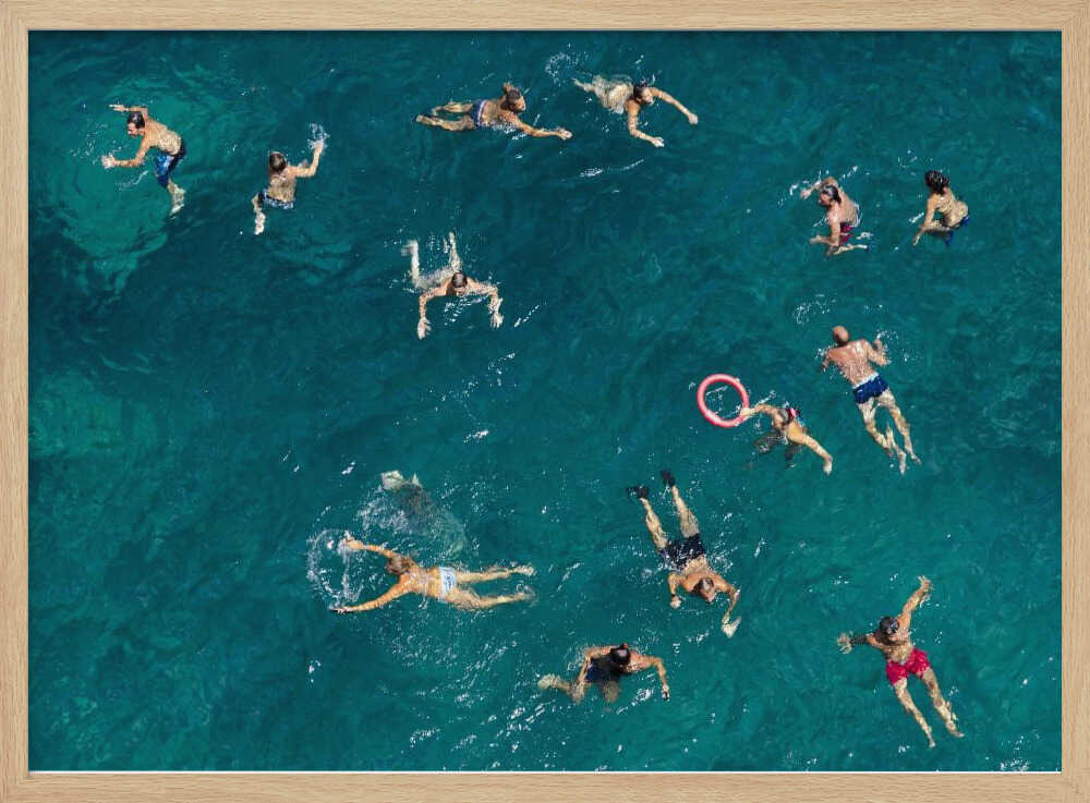 Aerial Ocean Swimmers Art Print UK — Landscape Vibrant Wall Art — Living Room — Wall It All Prints