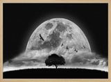 Lone Tree Under Moon Art Print UK — Dark Moody Calm Wall Art — Living Room — Wall It All Prints