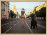 Graceful Urban Dog Walk Art Print UK — Portrait Calm Wall Art — Living Room — Wall It All Prints