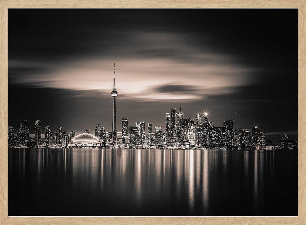 Toronto Skyline Reflection Art Print UK — Dark Moody Minimal Wall Art — Living Room — Wall It All Prints
