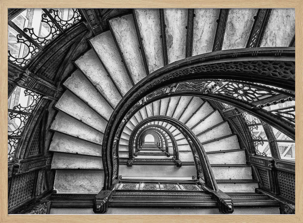 Ornate Spiral Staircase Art Print UK — Abstract Dark Wall Art — Living Room — Wall It All Prints