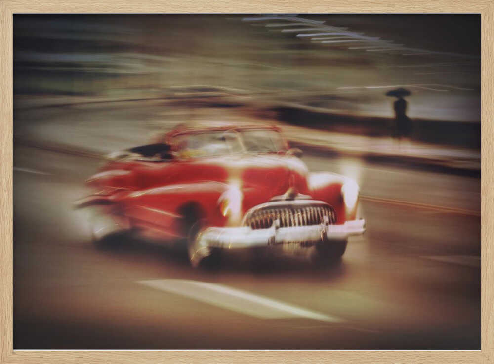 Classic Red Car Motion Art Print UK — Vintage Vibrant Wall Art — Living Room — Wall It All Prints