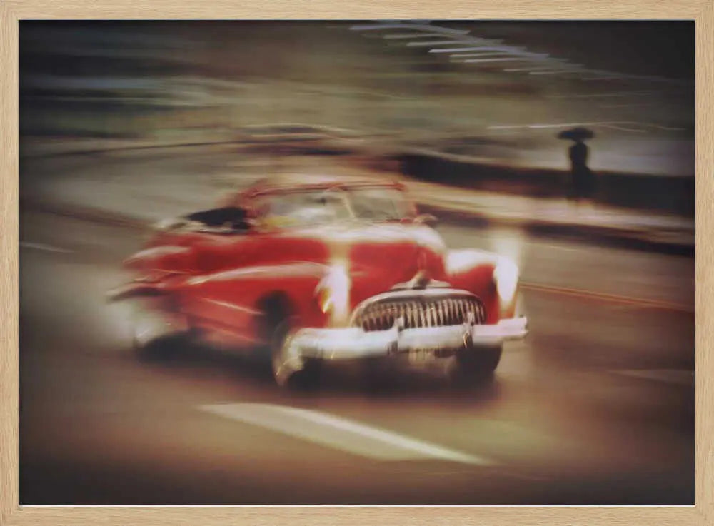 Classic Red Car Motion Art Print UK — Vintage Vibrant Wall Art — Living Room — Wall It All Prints