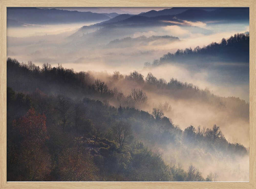 Misty Mountain Serenity Art Print UK — Landscape Calm Wall Art — Living Room — Wall It All Prints