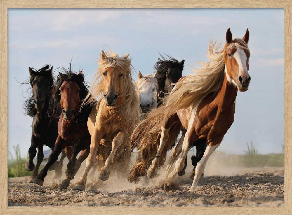 Wild Horses Run Free Art Print UK — Animal Vibrant Wall Art — Living Room — Wall It All Prints