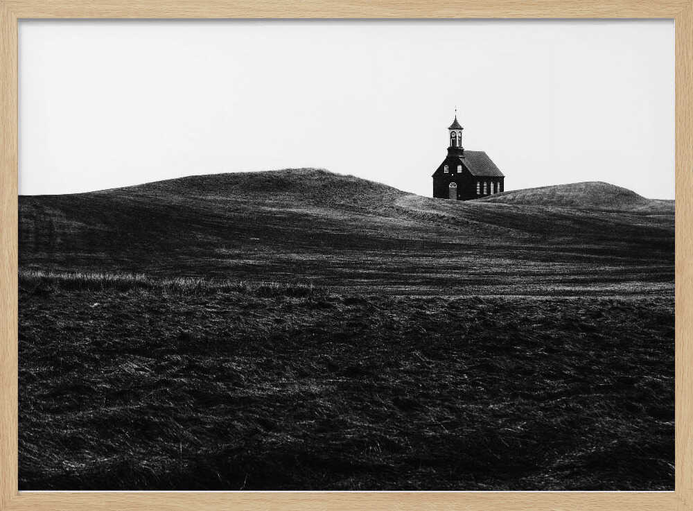 Solitary Hilltop Church Art Print UK — Abstract Calm Wall Art — Office — Wall It All Prints