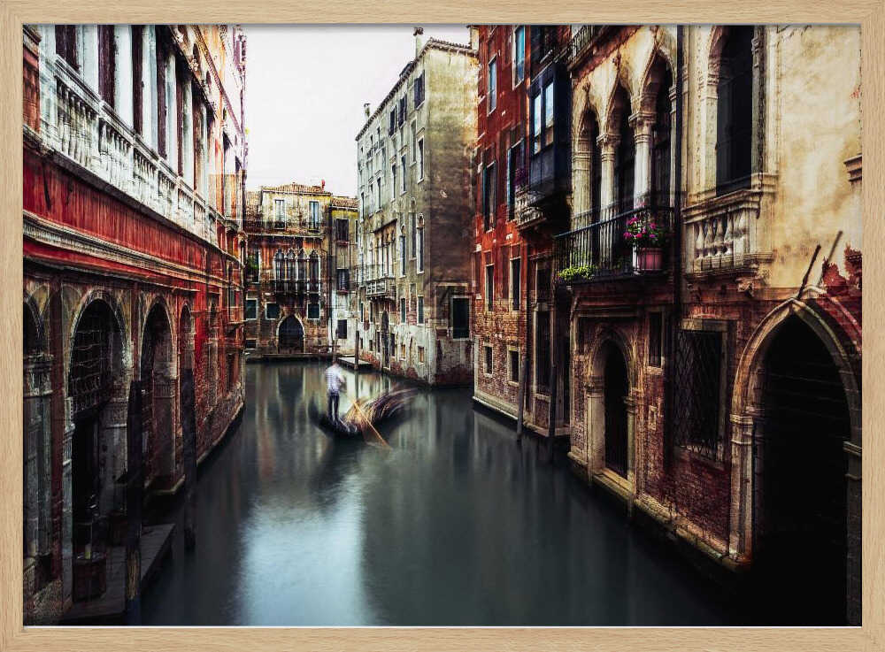 Moody Venice Canal Ride Art Print UK — Dark Moody Dark Wall Art — Living Room — Wall It All Prints