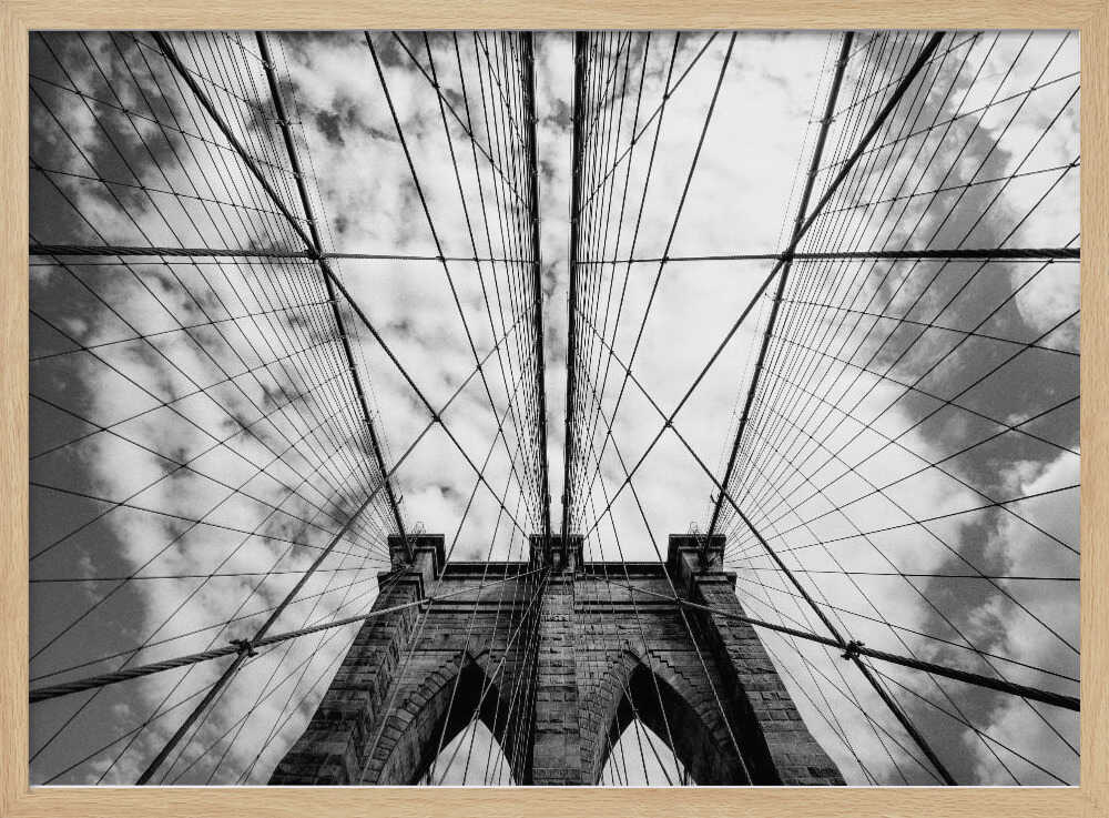 Brooklyn Bridge Upward View Art Print UK — Abstract Dark Wall Art — Living Room — Wall It All Prints