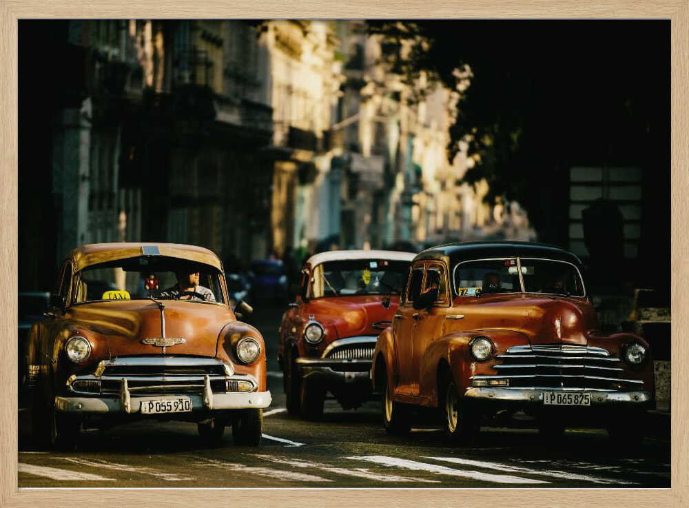 Classic City Cruisers Art Print UK — Vintage Warm Wall Art — Living Room — Wall It All Prints