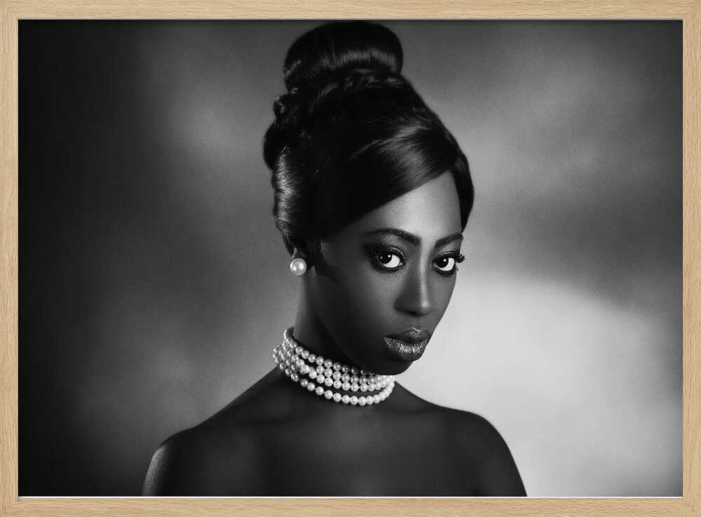 Elegant Woman In Pearls Art Print UK — Dark Moody Dark Wall Art — Living Room — Wall It All Prints