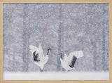 Snowy Crane Dance Art Print UK — Landscape Calm Wall Art — Living Room — Wall It All Prints