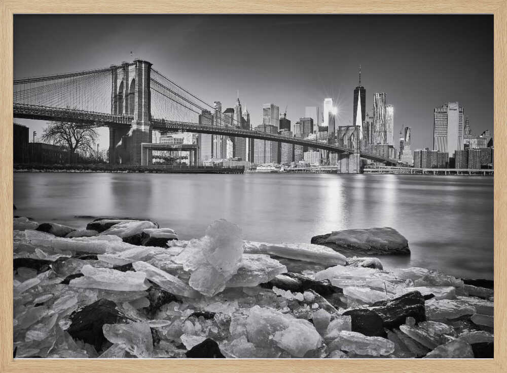 Brooklyn Bridge Winter View Art Print UK — Japanese Dark Wall Art — Living Room — Wall It All Prints