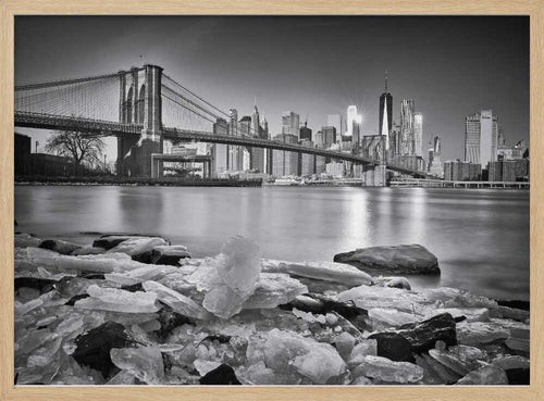 Brooklyn Bridge Winter View Art Print UK — Japanese Dark Wall Art — Living Room — Wall It All Prints