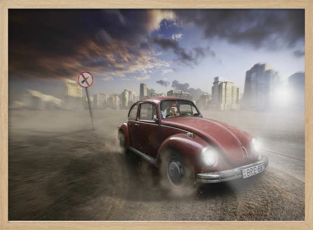 Dusty Classic Car Drive Art Print UK — Dark Moody Vibrant Wall Art — Living Room — Wall It All Prints