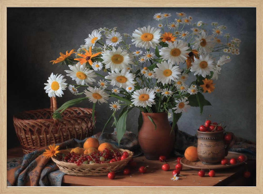 Daisies and Summer Fruit Art Print UK — Botanical Vibrant Wall Art — Kitchen — Wall It All Prints