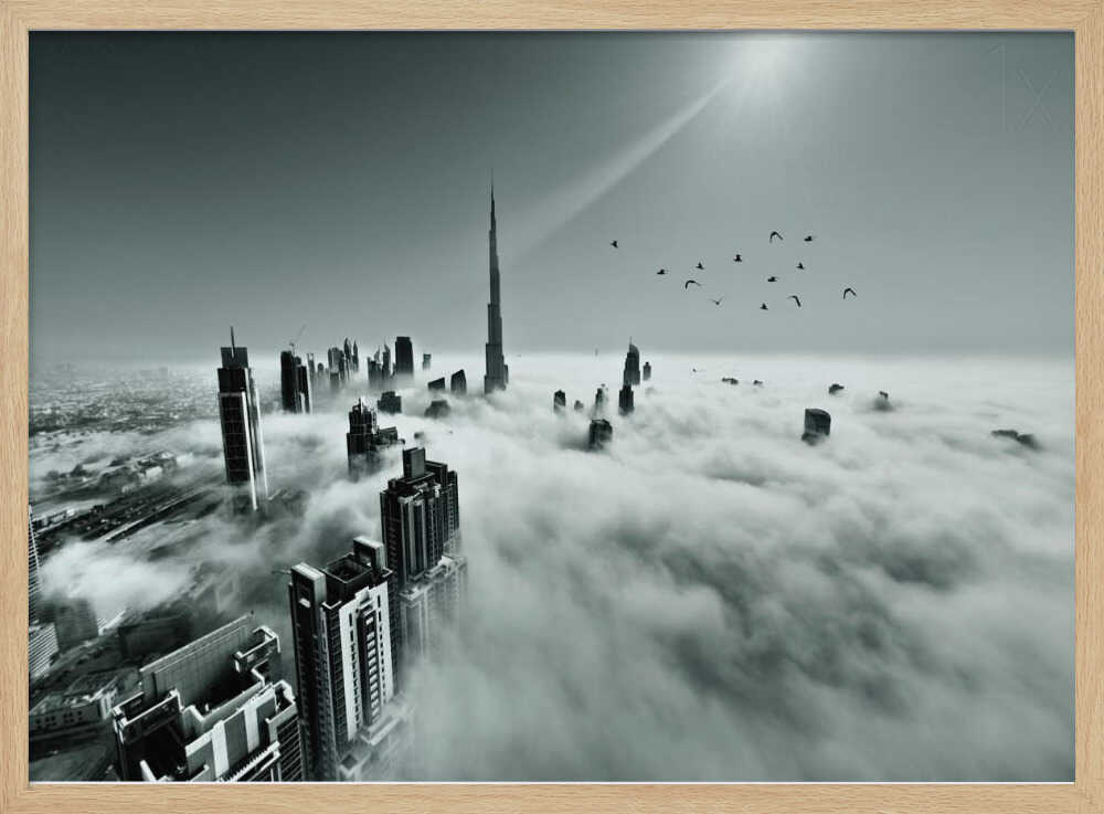 Dubai City Above Clouds Art Print UK — Dark Moody Minimal Wall Art — Living Room — Wall It All Prints