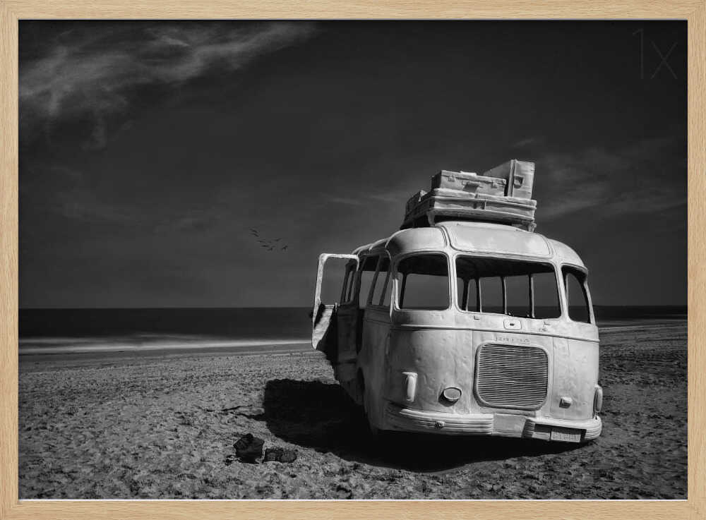Abandoned Beach Bus Art Print UK — Dark Moody Calm Wall Art — Bedroom — Wall It All Prints