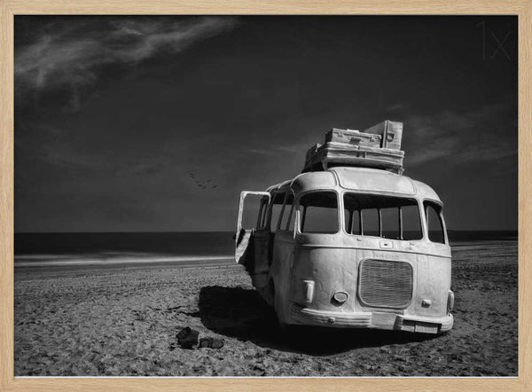 Abandoned Beach Bus Art Print UK — Dark Moody Calm Wall Art — Bedroom — Wall It All Prints