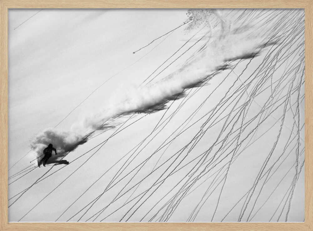Powder Ski Action Art Print UK — Dark Moody Dark Wall Art — Living Room — Wall It All Prints