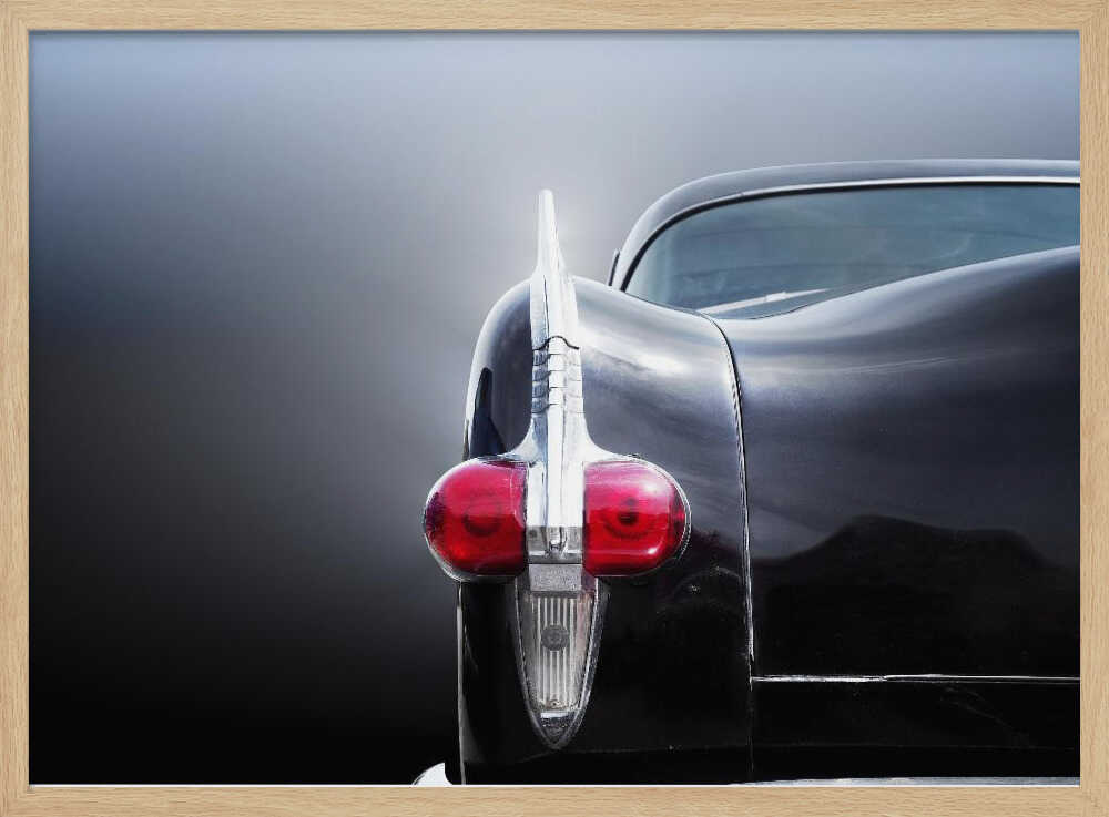 Classic Car Tailfin Art Print UK — Vintage Dark Wall Art — Living Room — Wall It All Prints